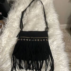 Leather fringe purse